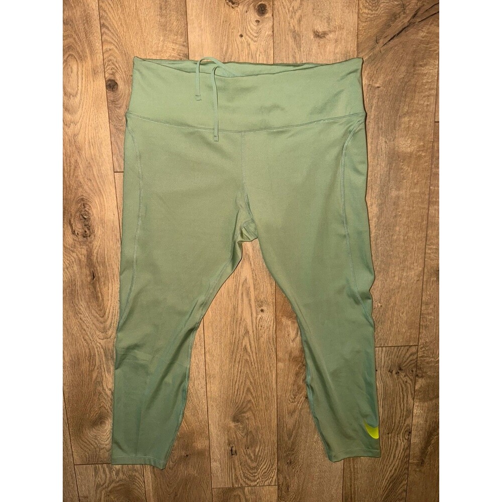 NWT Women’s NIKE DRIFIT Running Leggings XL Green DX0948-386 Drawstring Waist
